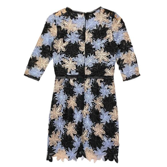 ANTHROPOLOGIE MINUET Women’s Blue and Black Floral Lace Mini Dress - Picture 4 of 5